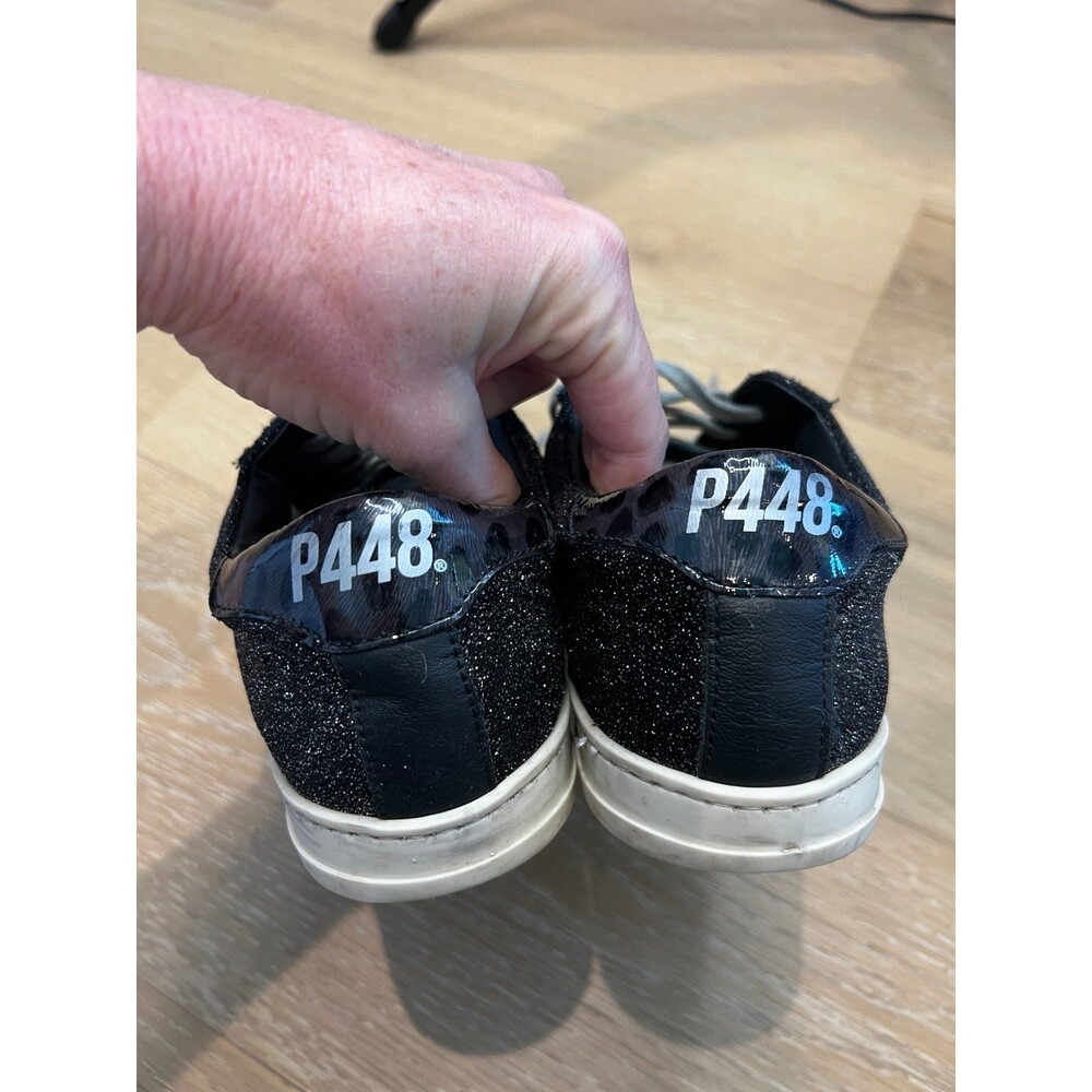 p448 sneakers UK 35 US 4.5 5 Black Glitter Gold - Picture 4 of 8